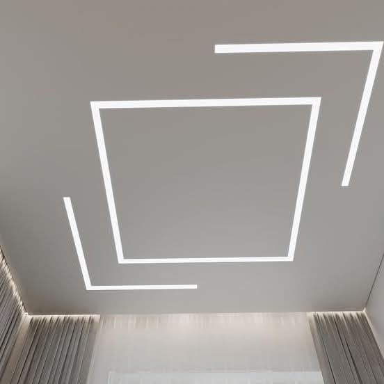 Minimalist Dual Geometric Linear LED Profile Ceiling System