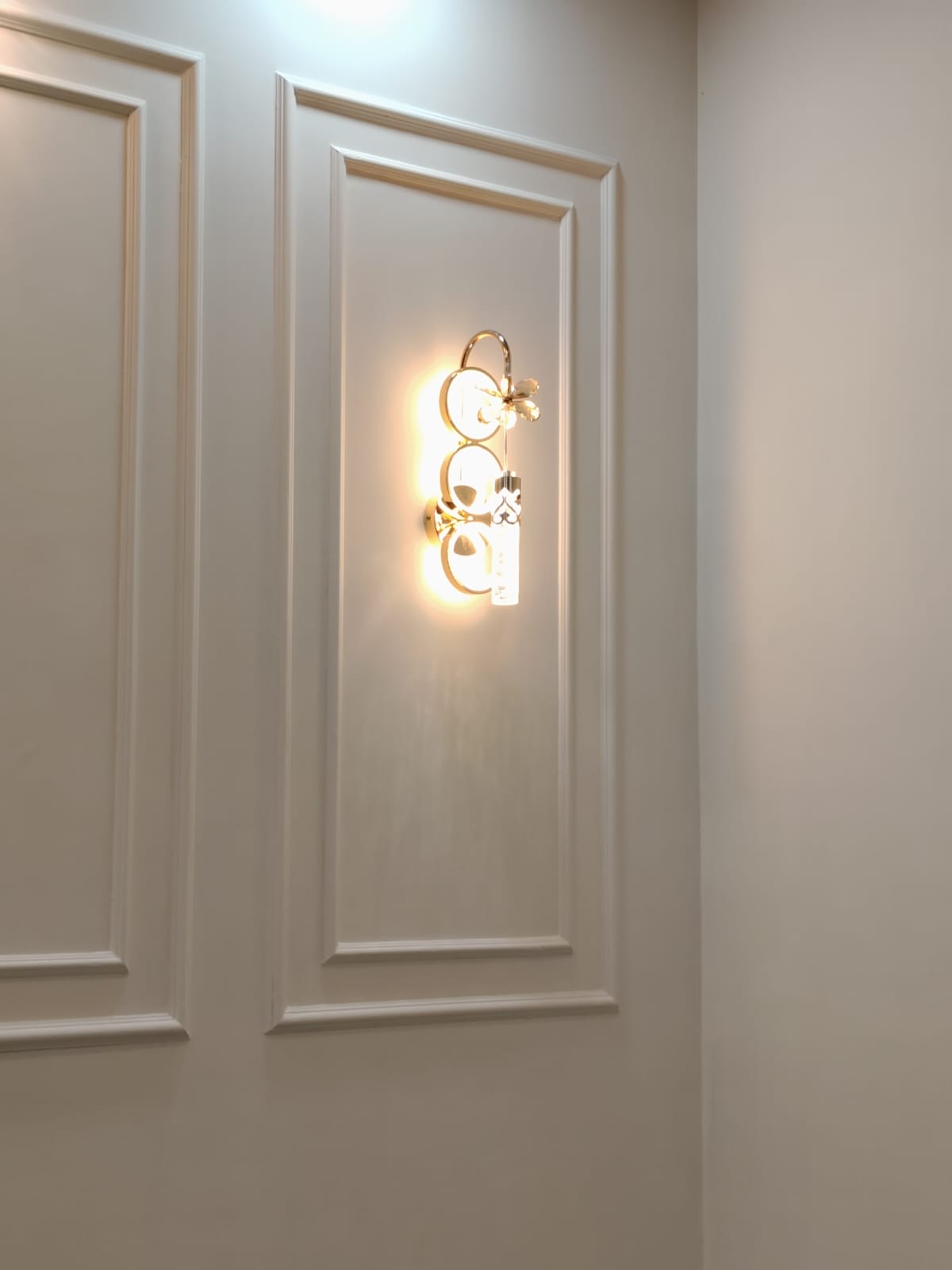 Classical French Wall Moulding Panelling with Crystal Butterfly Light