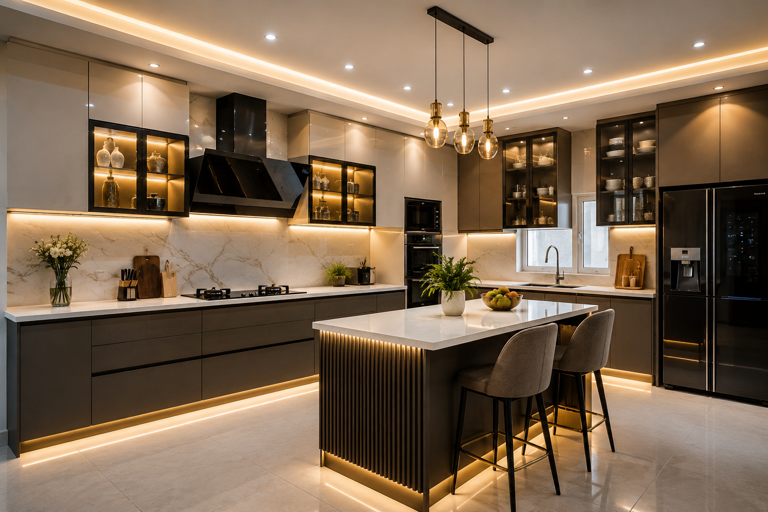 Modern L-Shaped Modular Kitchen in Mumbai