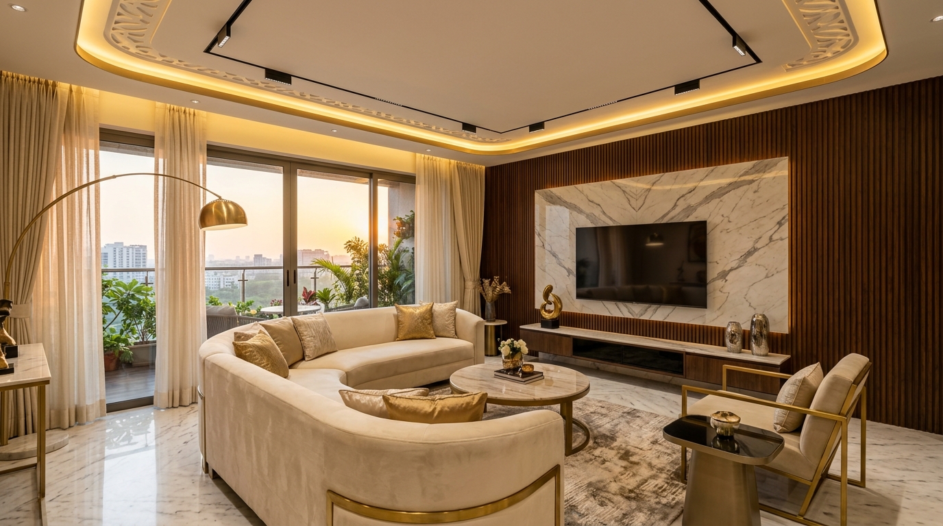 Living Room & Hall Interior Design